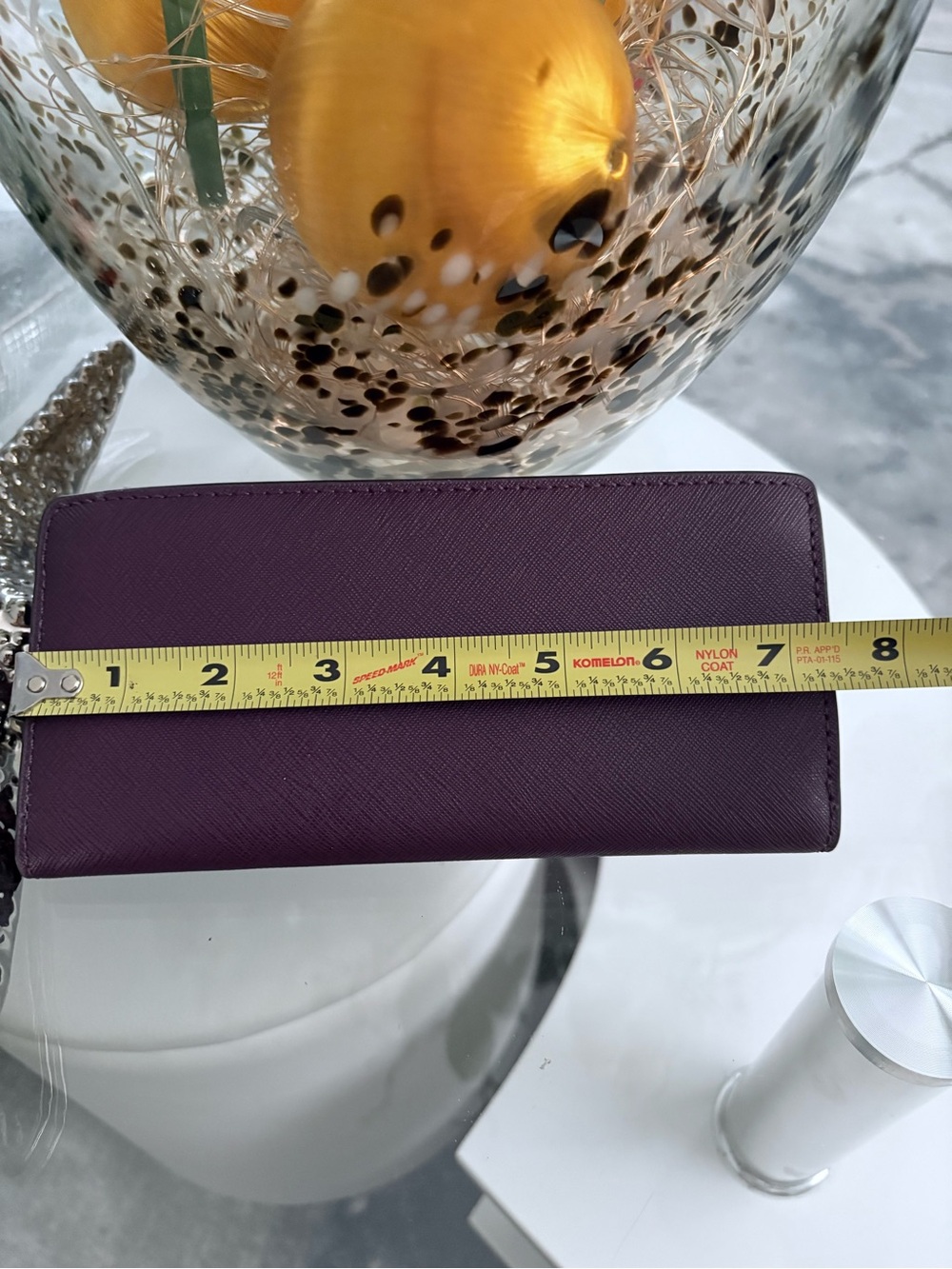 Michael Kors Plum Saffiano Zip Wallet with Gold Logo - Picture 4 of 4